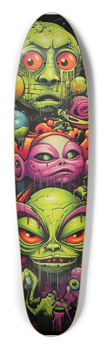 Old School Graffiti Aliens Longboard
