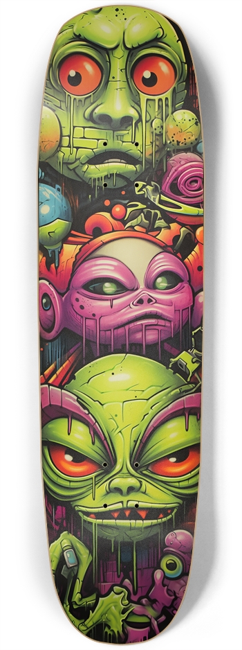 Old School Graffiti Aliens 8 3/4 Skateboard