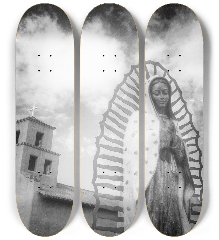 Virgin De Guadalupe Triptych Custom Skateboard 