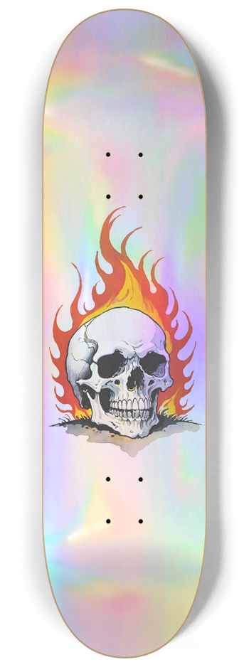 Classic 80s Style Trap Skull Hologram Trick Deck