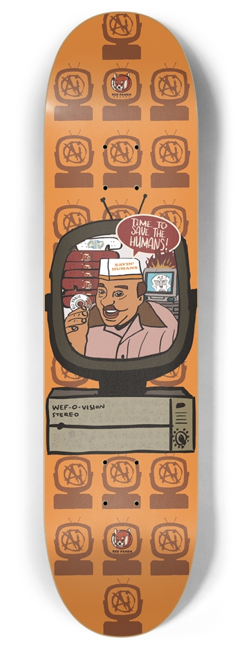 Time to Save the Humans Red Panda Skateboard Deck