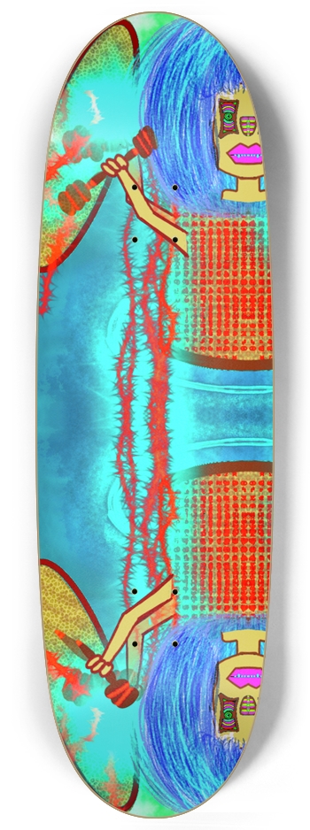 Surreal Tiki Drummers Custom Skateboard