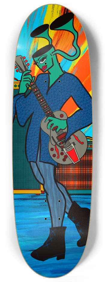 Surreal Whimsical Guitarist Custom Skateboard
