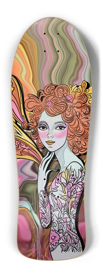 Red Headed Fairy Custom Old School Skateboard