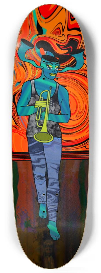 Melodic Reverie: Surreal Trumpet Custom Skateboard