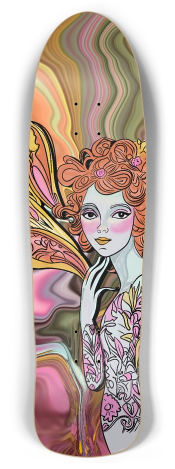 Red Headed Fairy Retro Rocket Custom Skateboard