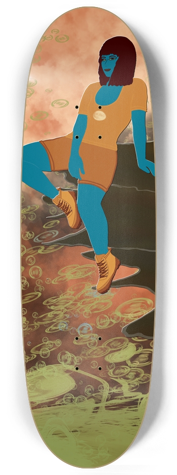 Blue Horizon: Cliffside Contemplation Skateboard