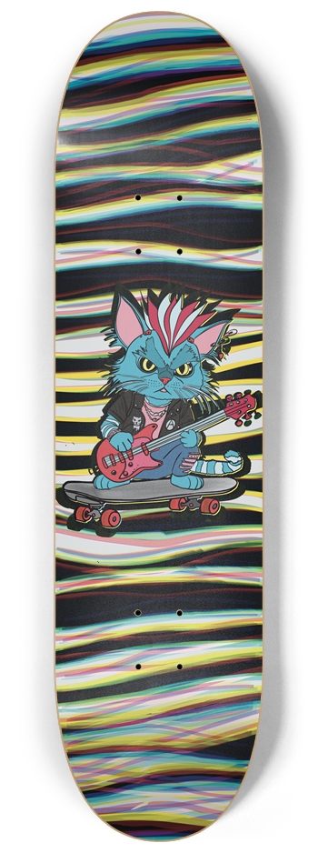 Blue Blitz: Punk Paws Shred Custom Egg Skateboard