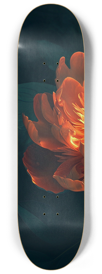 Glow in the dark Red Peony flower Skateboard #1