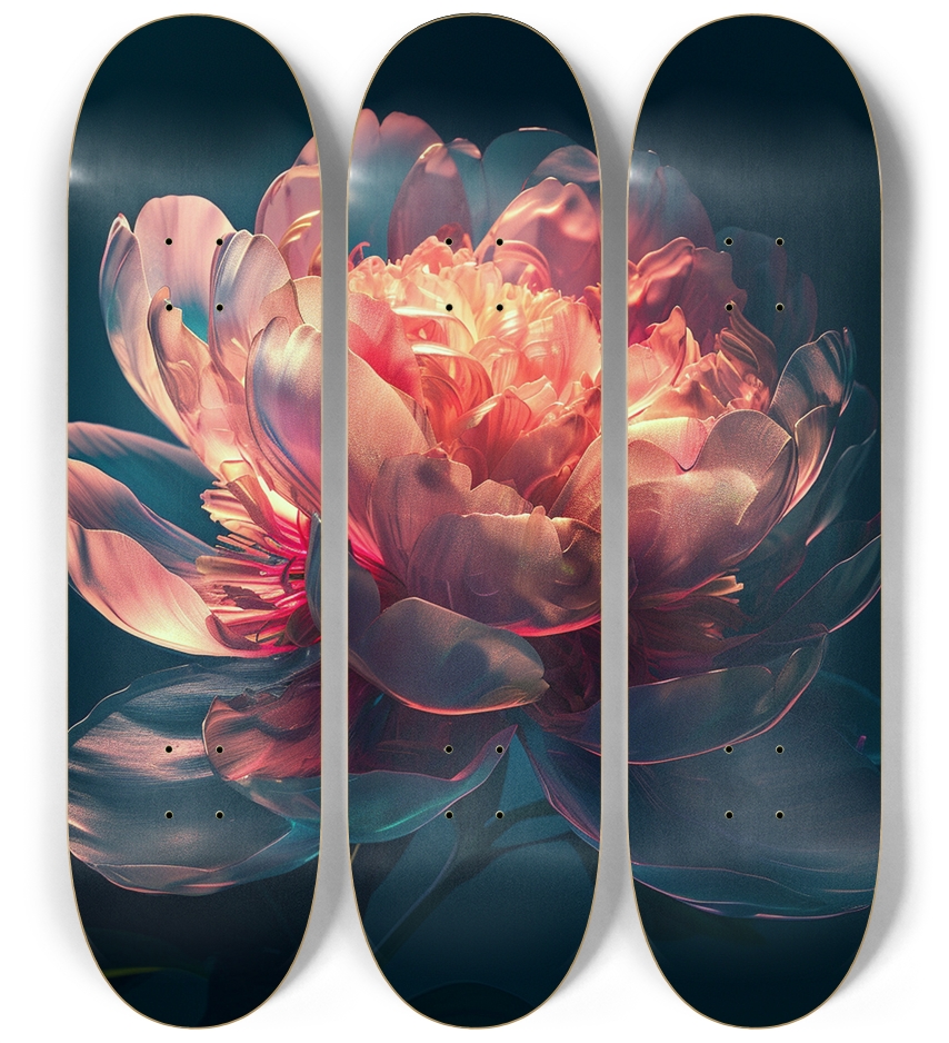 Glow in the Dark Incandescent Peony 3 Deck Wall Series