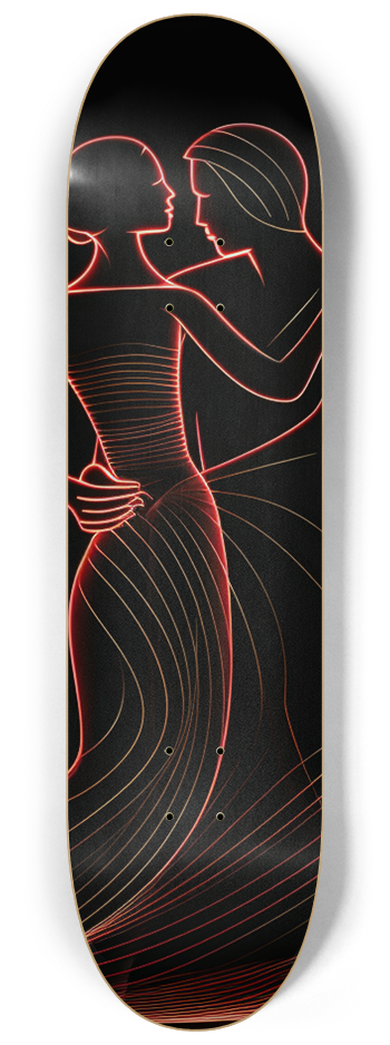 glow in the dark line drawing dancer Skateboard #2