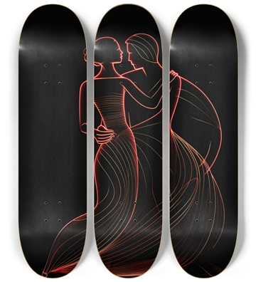 glow in the dark line drawing dancer Skateboard