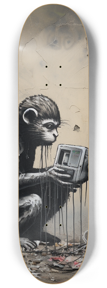 Banksy style "Whats on TV" Skateboard #2
