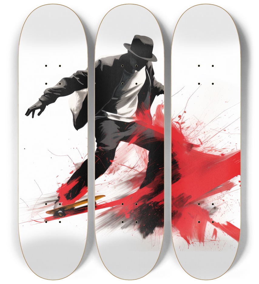 Red dancing Skateboard Series 3 Deck Wall Series