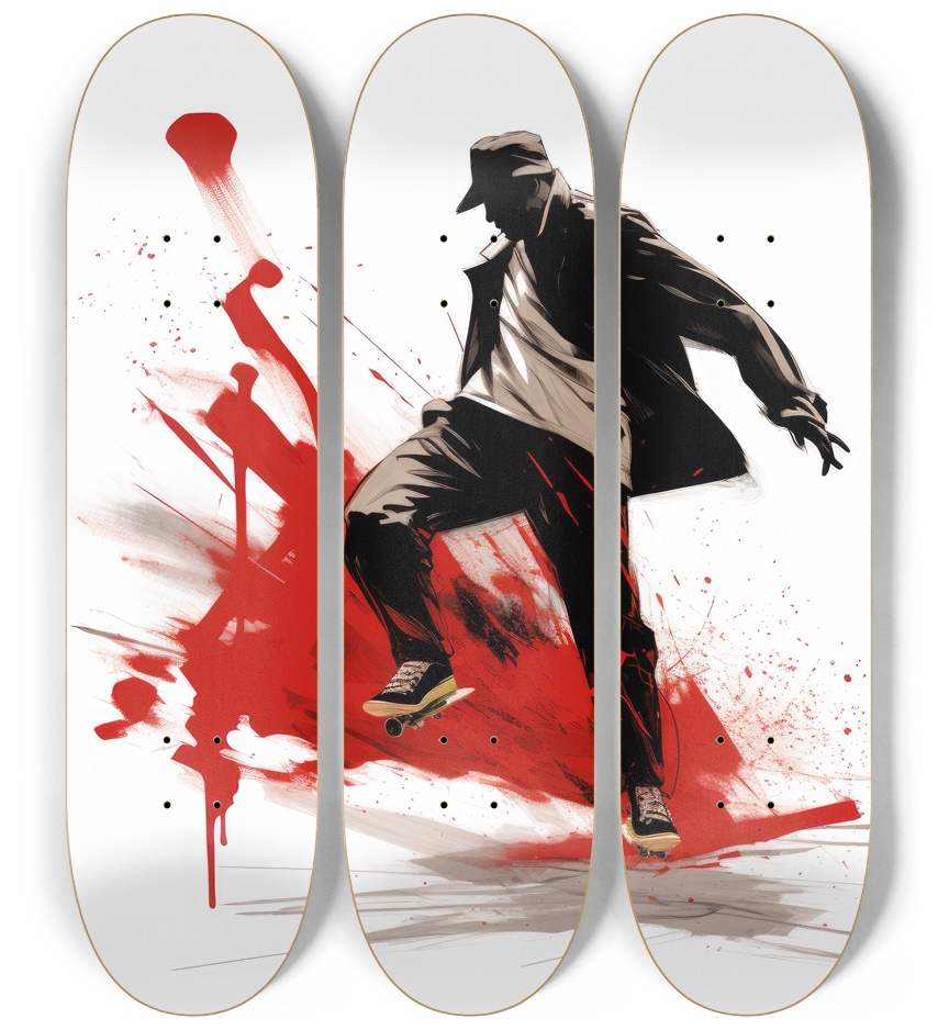 Red Dancing Skateboarder Series 3 Deck Wall Series