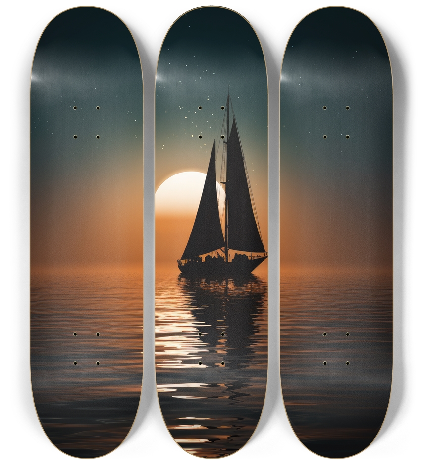 sailing at sunset Skateboard Series 3 Deck Wall Series