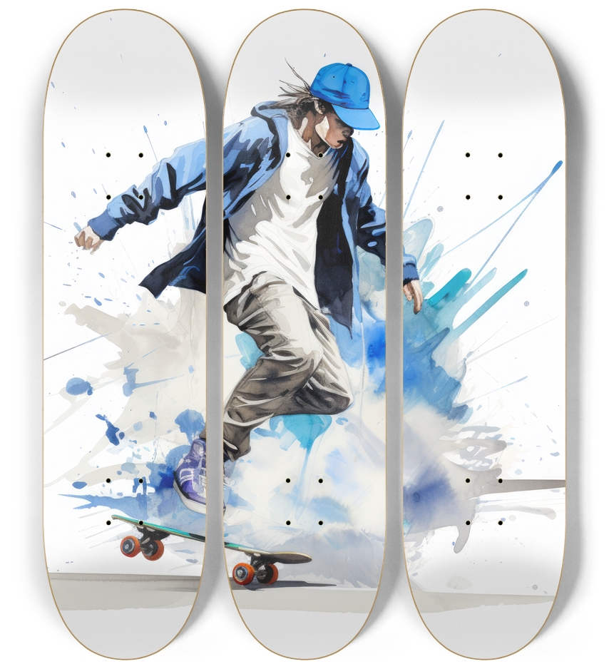 Blue boarder Skateboard Series 3 Deck Wall Series