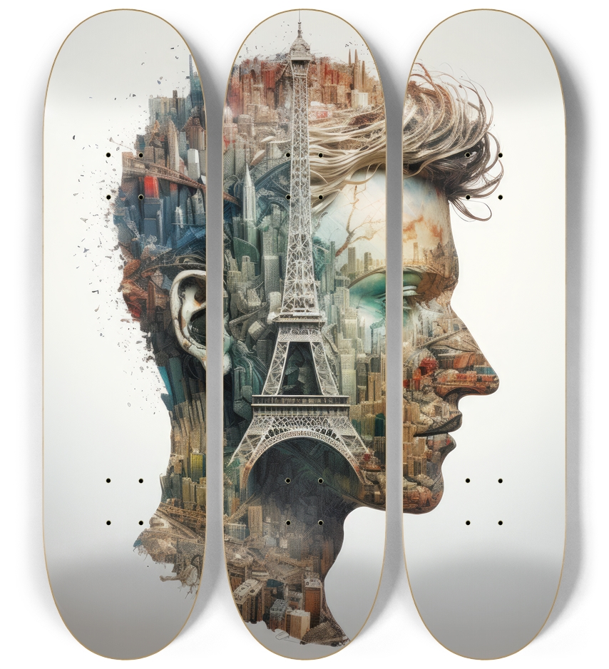 always thinking about Paris Skateboard Series 3 Deck Wall Series