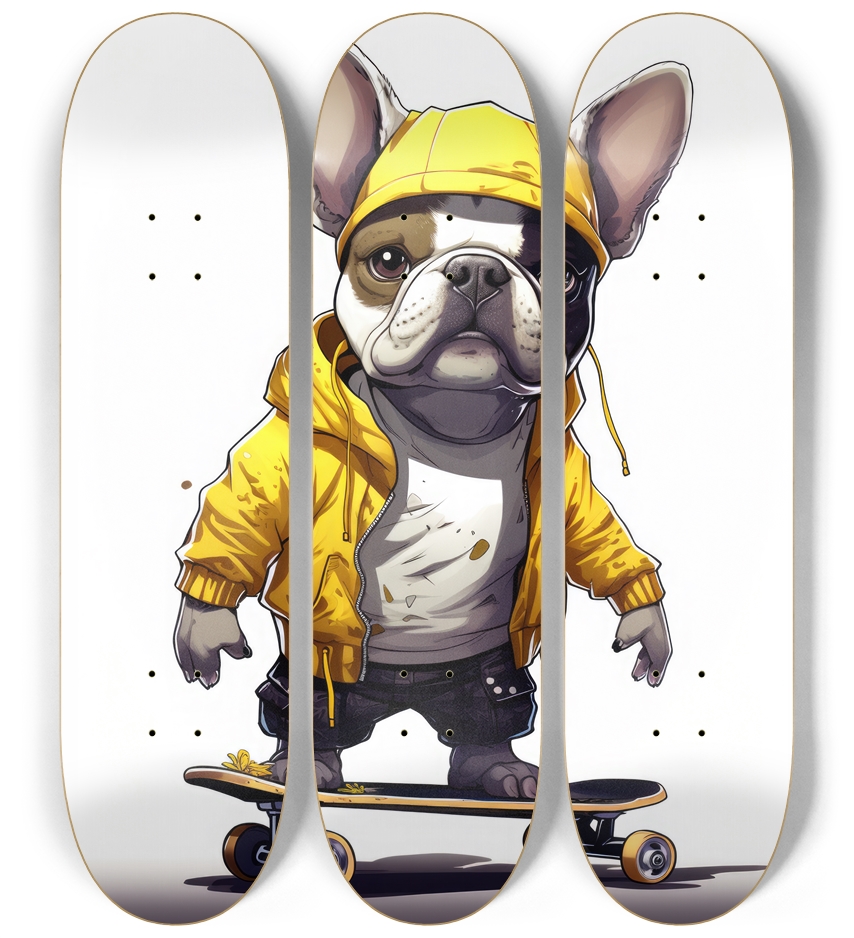 french bulldog Skateboard Series 3 Deck Wall Series