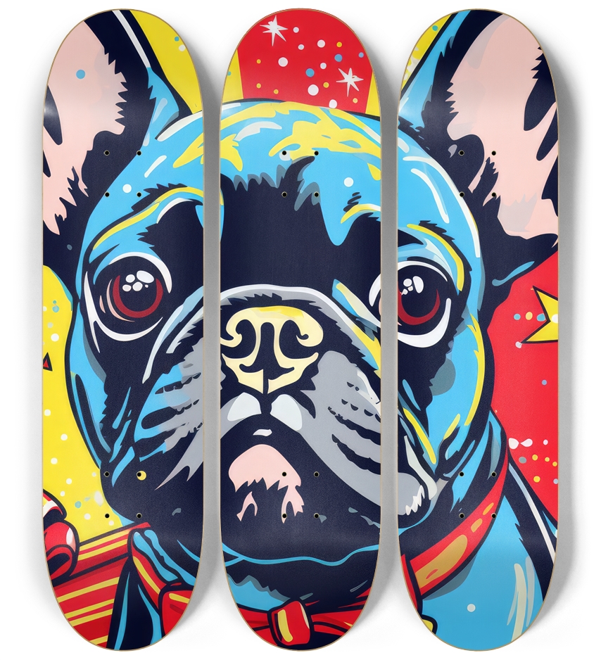 French Bulldog Skateboard Series 3 Deck Wall Series