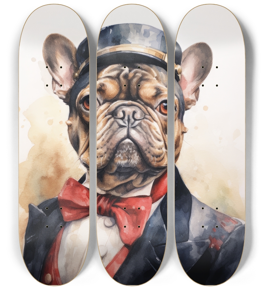 French Bulldog Skateboard Series 3 Deck Wall Series