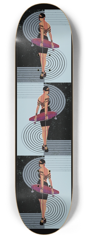 Skater Girl in Black Dress Custom Skateboard