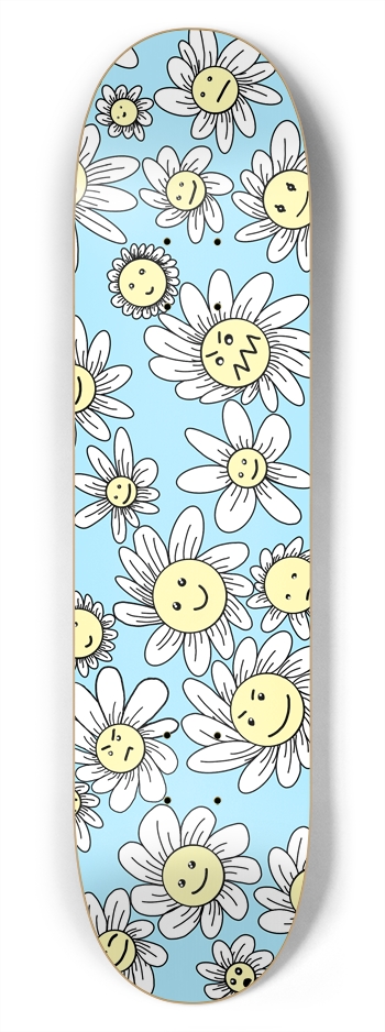 Flower Frenzy (Blue) 7.75 7-3/4 Skateboard Deck 