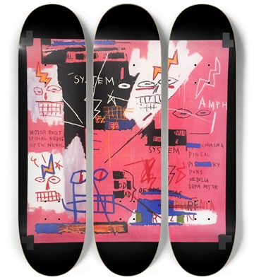 In The Style Of Basquiat 3 Deck Triptych Wall Art 