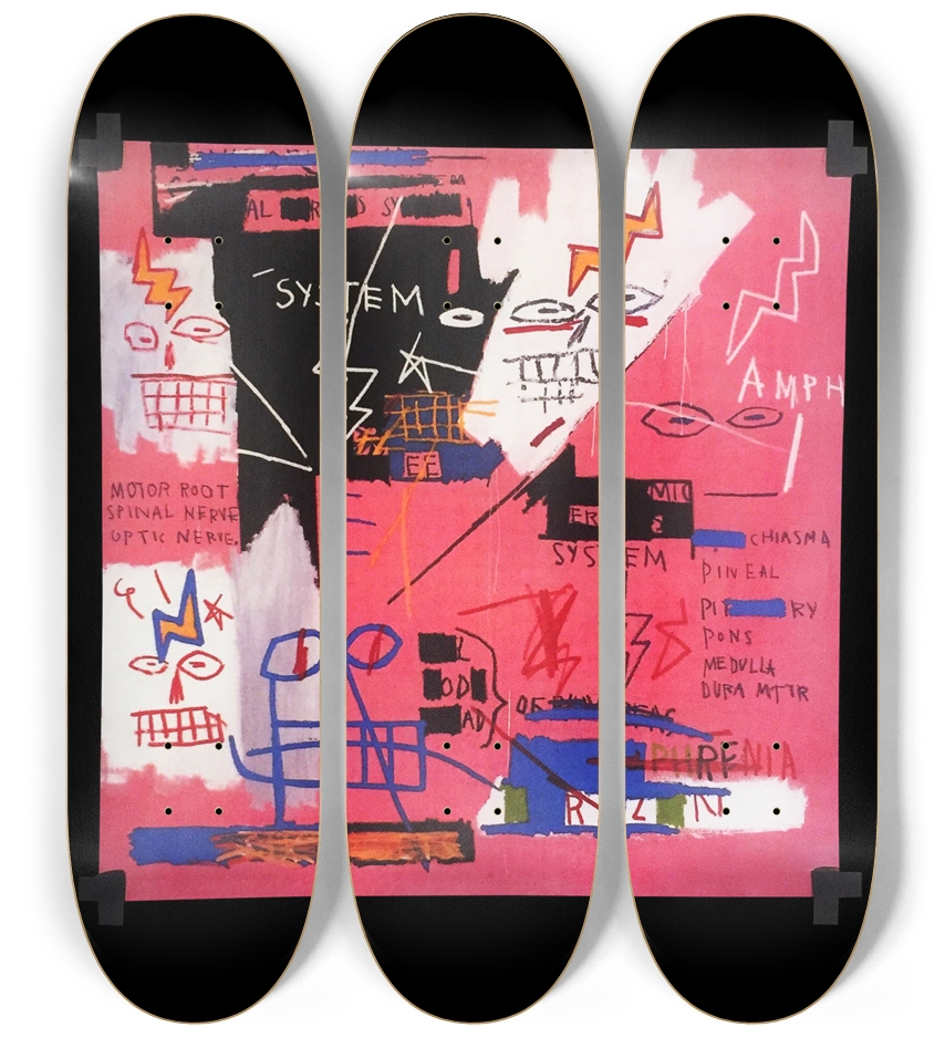 In The Style Of Basquiat 3 Deck Triptych Wall Art 