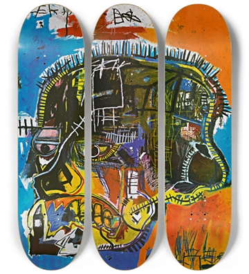 In The Style Of Basquiat 3 Deck Triptych Wall Art