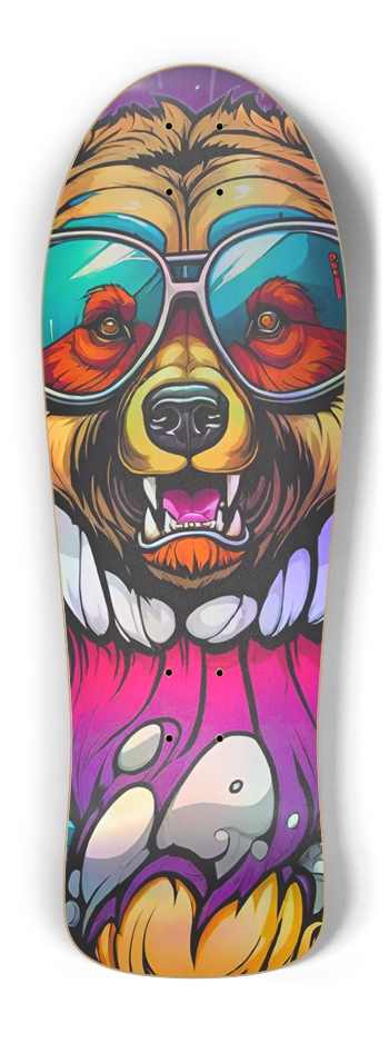 Retro Frankie Cocaine Bear 01 Skateboard