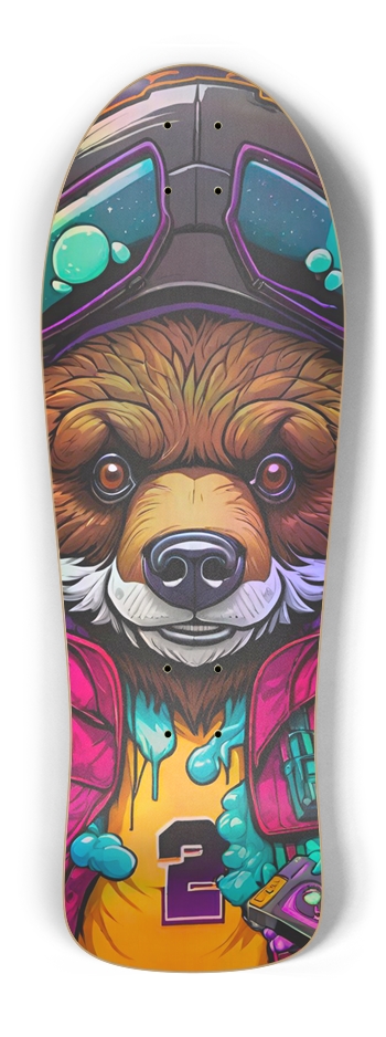 Retro Frankie Cocaine Bear 02 Skateboard