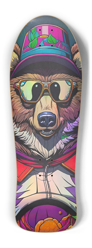 Retro Frankie Cocaine Bear 03 Skateboard