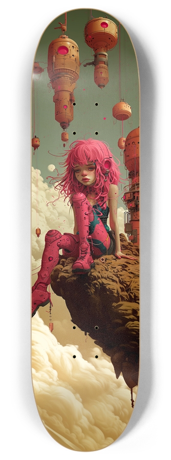 Robot pink punk girl Custom Skateboard