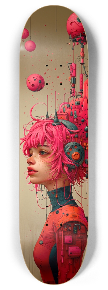 Cyber pink girl Custom Skateboard