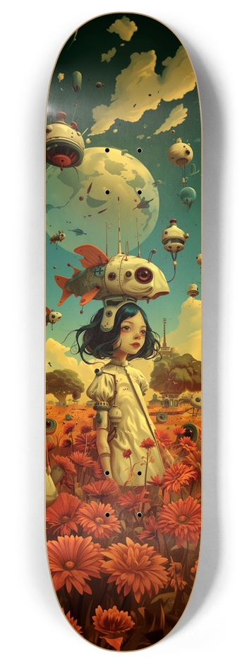Space anime kid art Skateboard