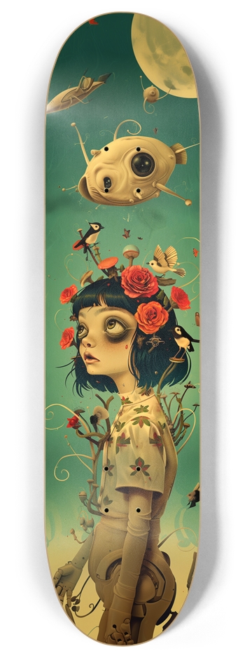 Robot bloomy girl skateboard