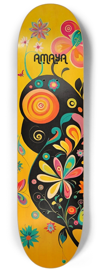 AMAYA 01 Flowers Natural  8-1/4 Skateboard Deck