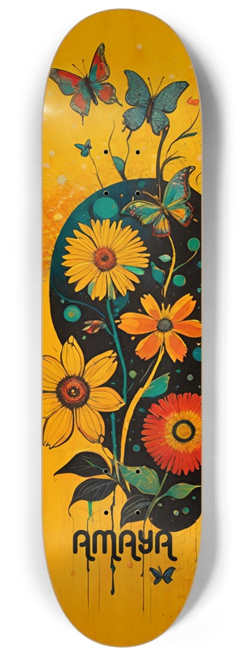 AMAYA FLOWERS 04 Natural  8-1/4 Skateboard Deck