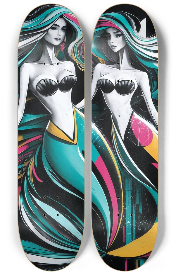 2 Skateboard Series Art - Mod Mermaids