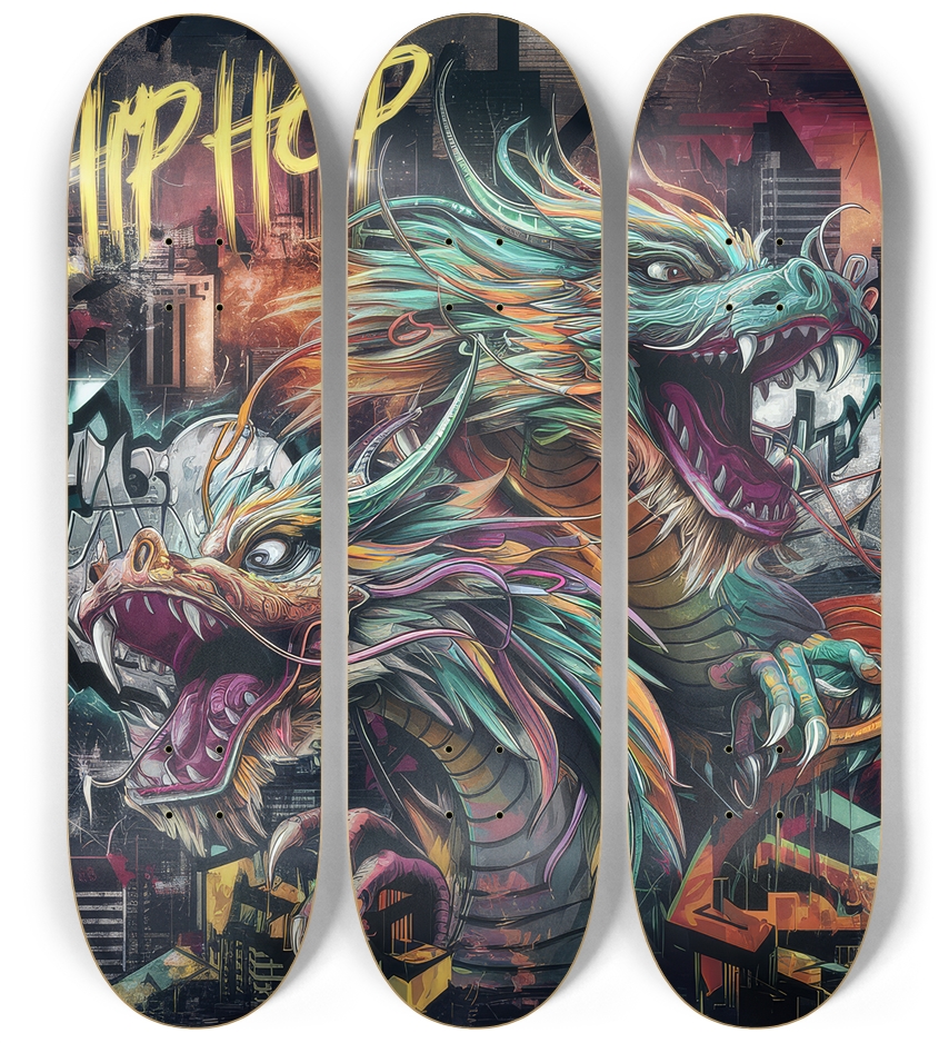 3 Skateboard Series Art - Hip Hop Dragon
