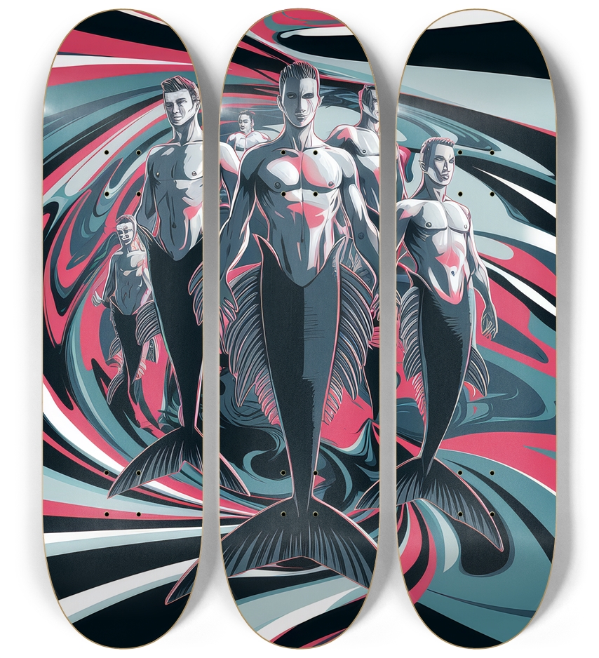 3 Skateboard Series Art - Merman Squad