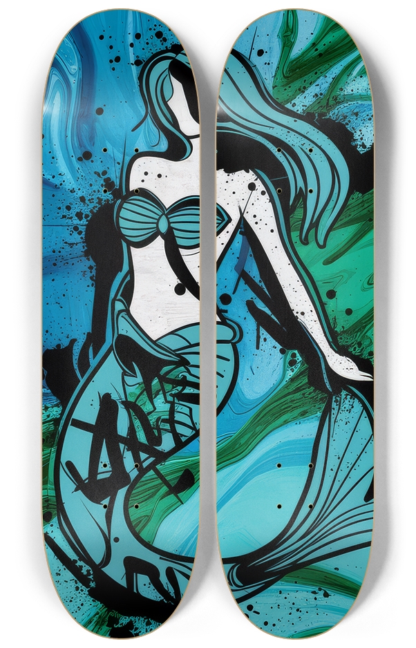 2 Skateboard Series Art - Mermaid Waves Skateboard