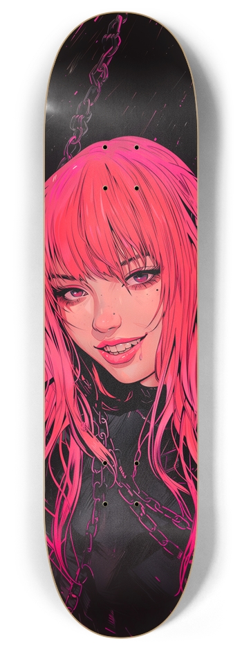 Cyber pink devil girl Custom Skateboard