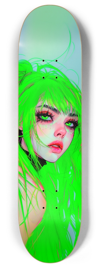Anime cyber neon girl Custom Skateboard