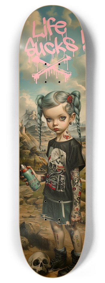 Life Sucks punk kid Custom Skateboard