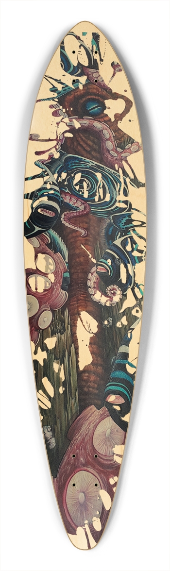 "Red Octopus" pintail longboard