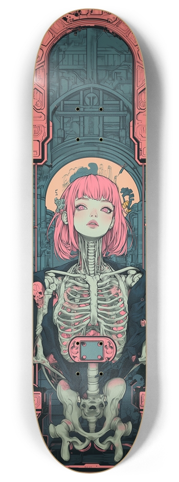 Cyber renaissance skull Custom Skateboard