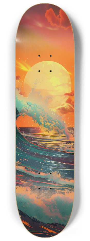 Huge Japanese anime wave sunset Skateboard Seri #2 8-1/4 Skateboard Deck