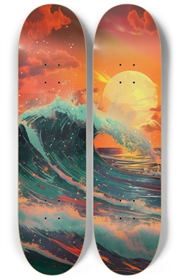 Huge Japanese anime wave sunset Skateboard Series